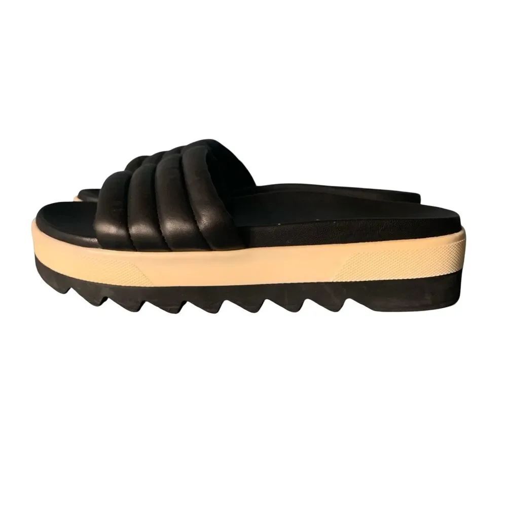 Cougar Prato Platform black LEATHER Slide Sandals Shoes sz 7
